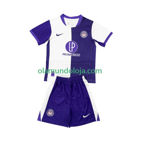 Camisola Toulouse Criança Equipamento Primeiro 2025-2026 Manga Curta